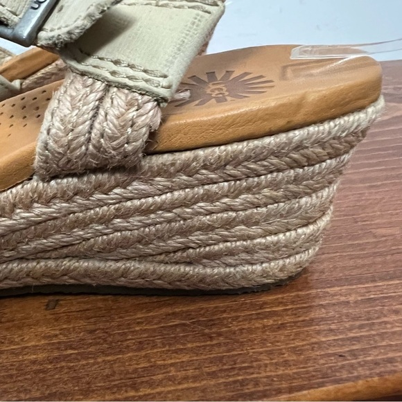 UGG Mairi Espadrille Wedge Buckle Strap Leather Sandal Neutral Boho Comfort 8.5 - Picture 9 of 14